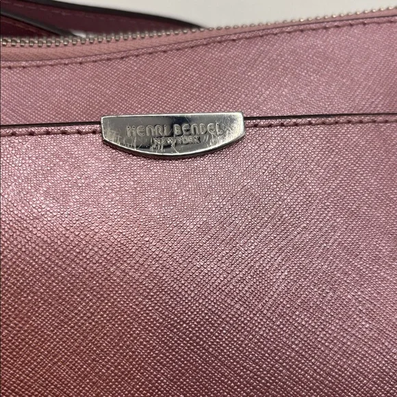 VTG Henri Bendel West 57th Metallic Pink Wristlet Wallet Large Sleek City Thin - Picture 4 of 10